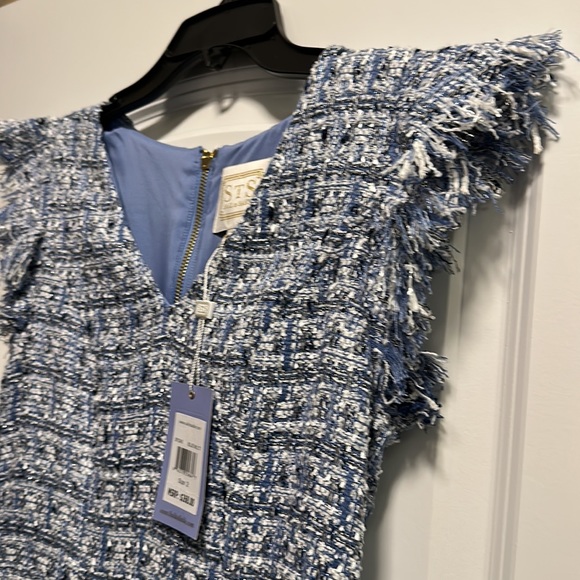 Sail to Sable blue multi tweed dress - Picture 3 of 7